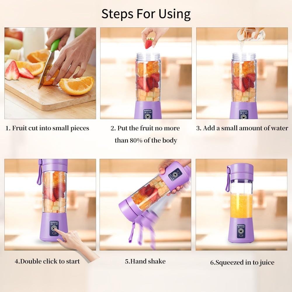 Portable USB Blender Cup – 380ml Rechargeable Smoothie & Juice Make