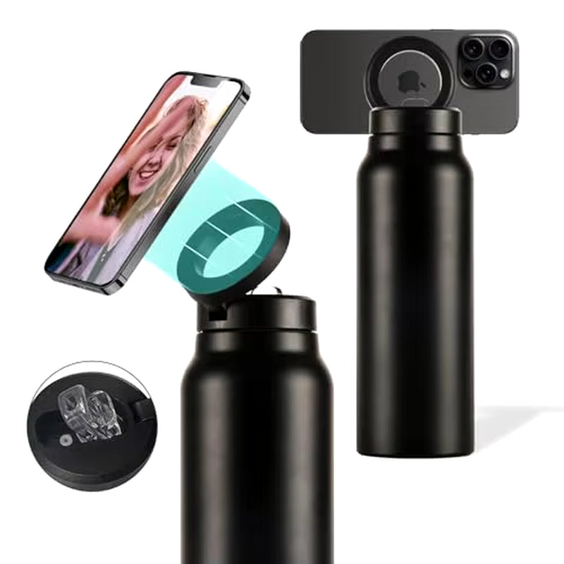 Insulated Stainless Steel Water Bottle with Magnetic Phone Tripod