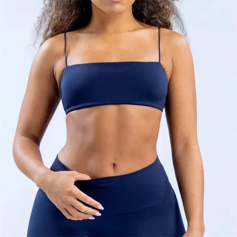 Strap Women Seamless Strappy Back Yoga Bra Medium Support Gym Crop Top Padded Sports Bra Fitness Top Wrap the Chest