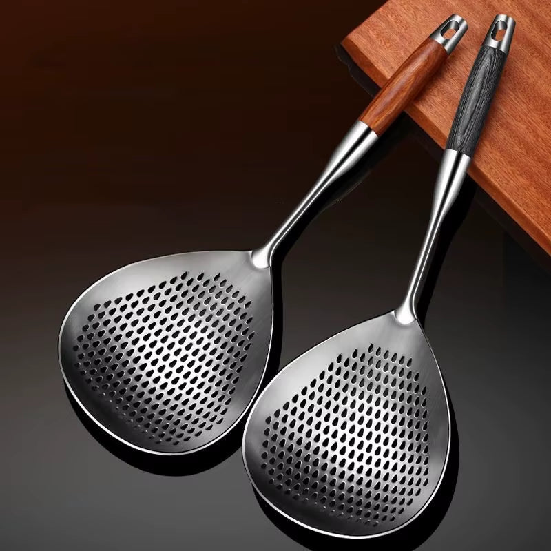 Stainless Steel Large Fine Holes Skimmer Long Handle French Fries Strainer Kitchen Utensils Cooking Tools
