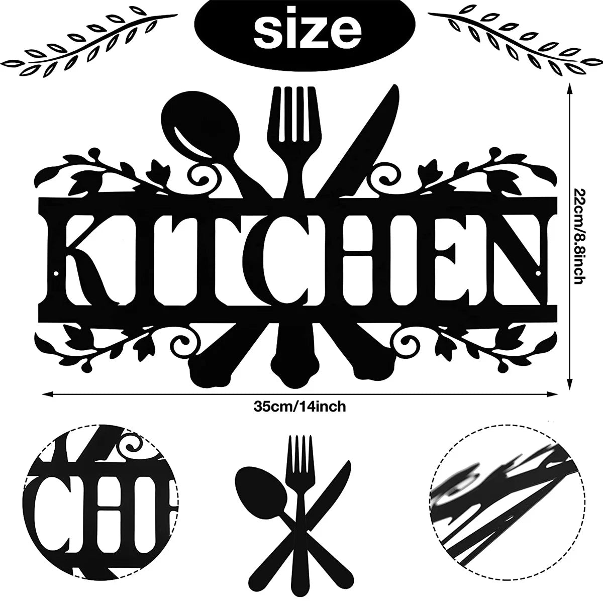 Kitchen Wall Sign Black for Dining Room Kitchen Decor