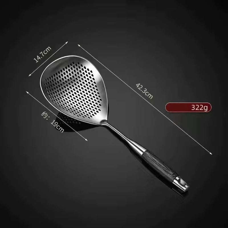 Stainless Steel Large Fine Holes Skimmer Long Handle French Fries Strainer Kitchen Utensils Cooking Tools