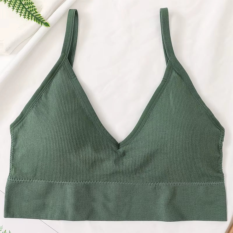 Women Crop Top Seamless Tube Top Underwear Low Back Bra Sports Fitness Top Streetwear Tank Bandeau Lingerie Removable Pad
