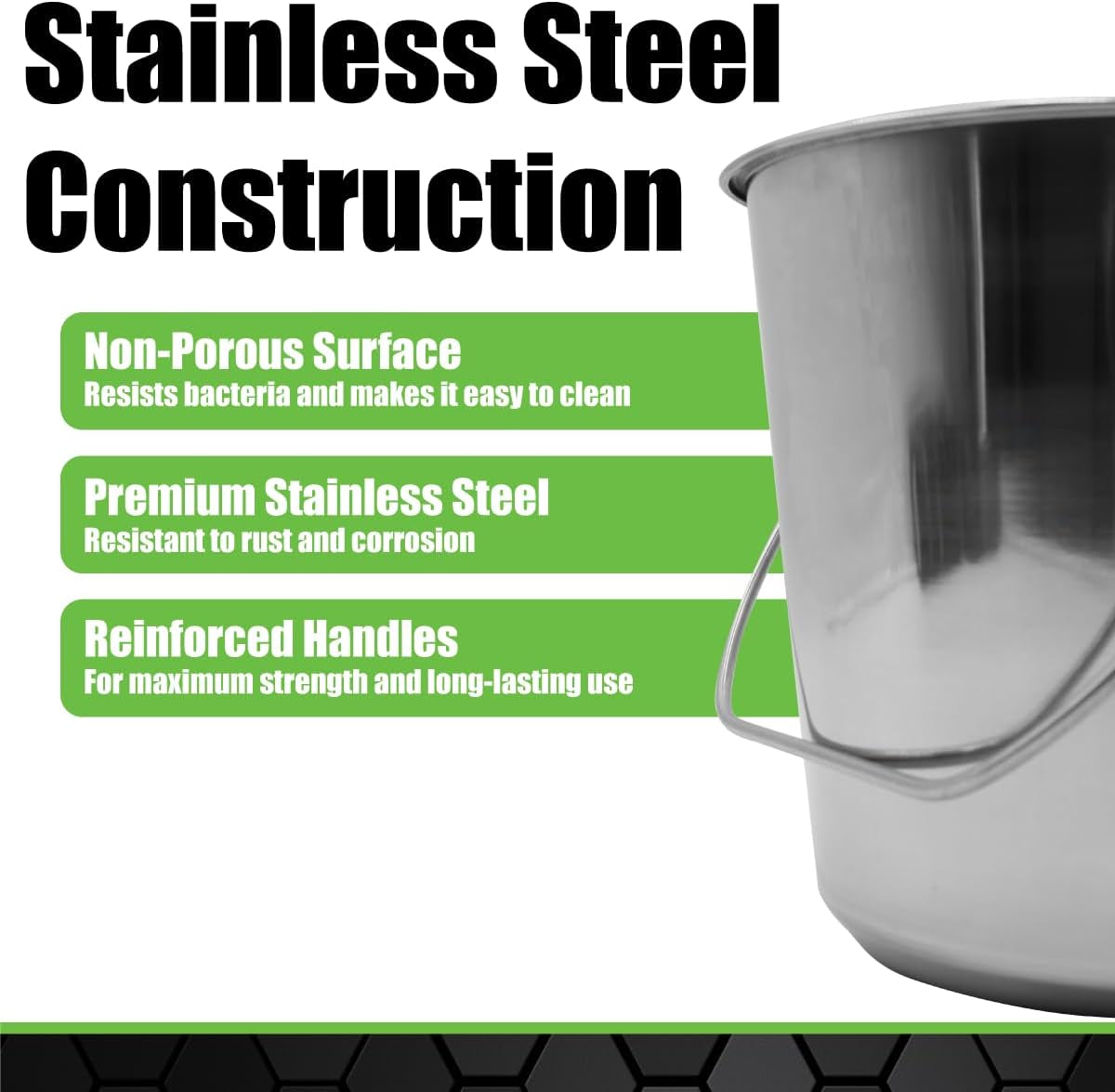 Stainless Steel Bucket (4 Gallon) - Great for Pets, Cleaning, Food Prep