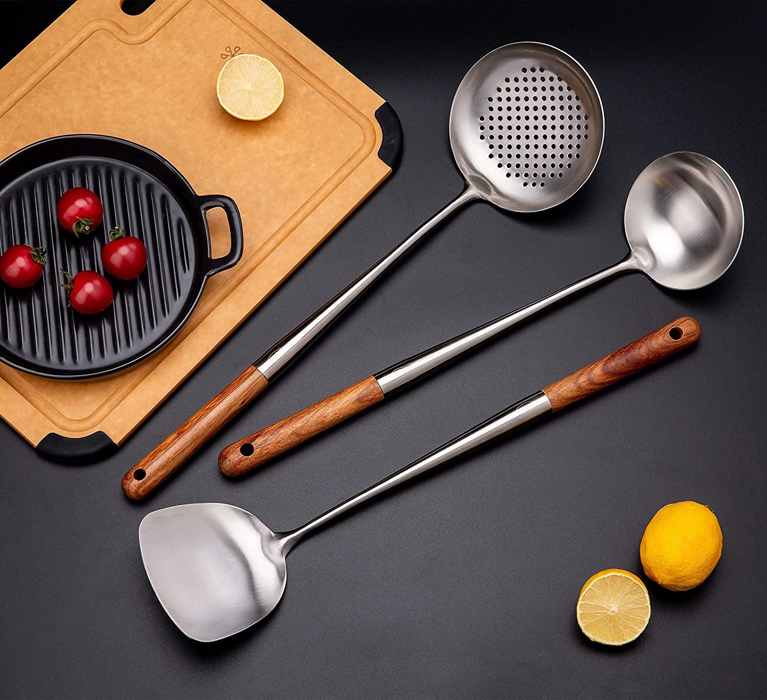Stainless Steel Skimmer Slotted Spoon Colander Strainer Ladle for Cooking and Frying