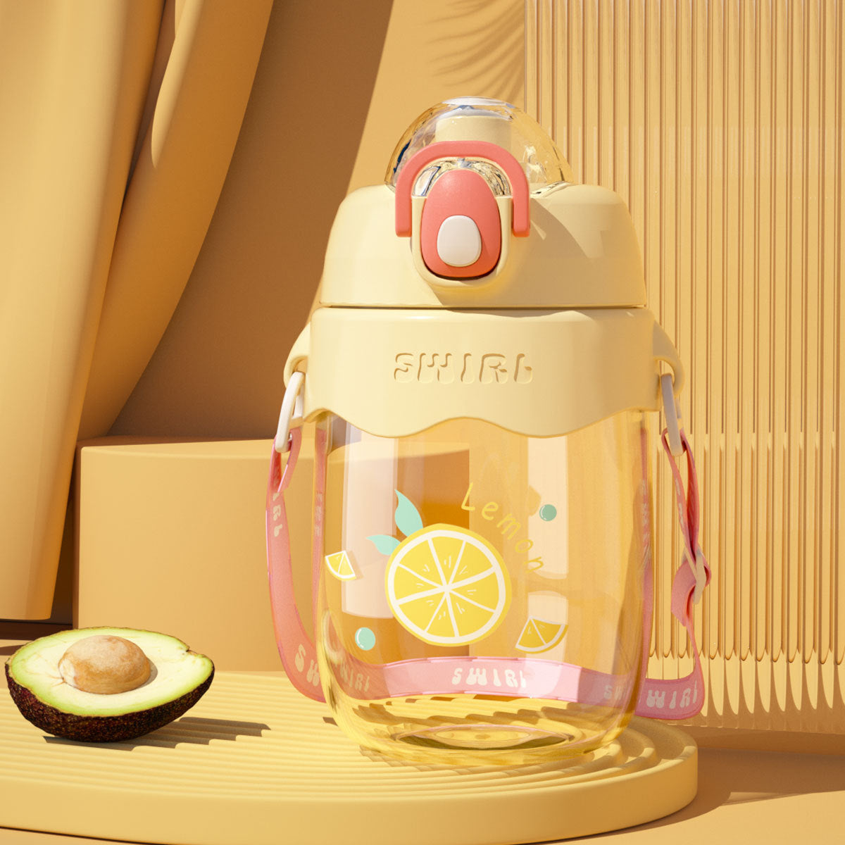 Portable Hydration Bottle with Frosted/Clear Finish & Strap