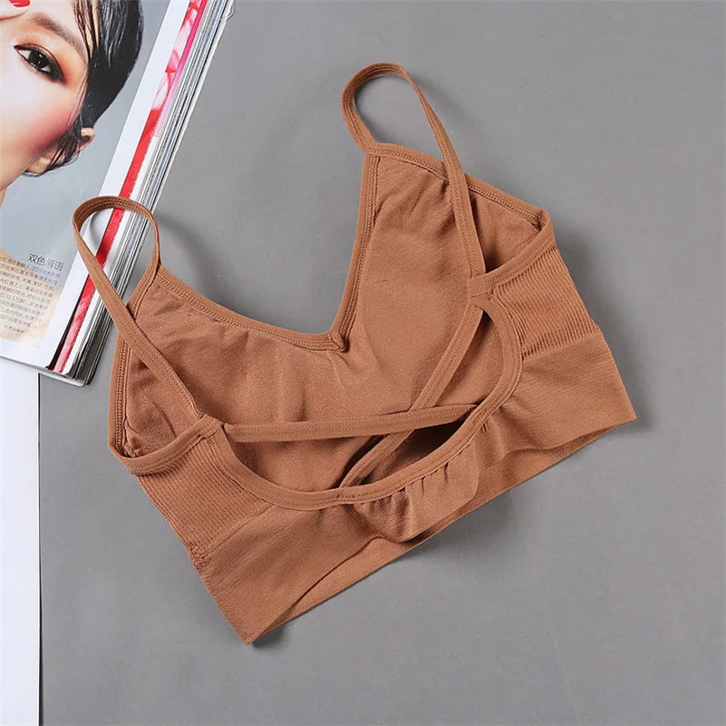 Women Bras Tube Top Seamless Underwear U Back Cropped Top Active Bra Fitness Top Lingerie Women Top Removable Pad
