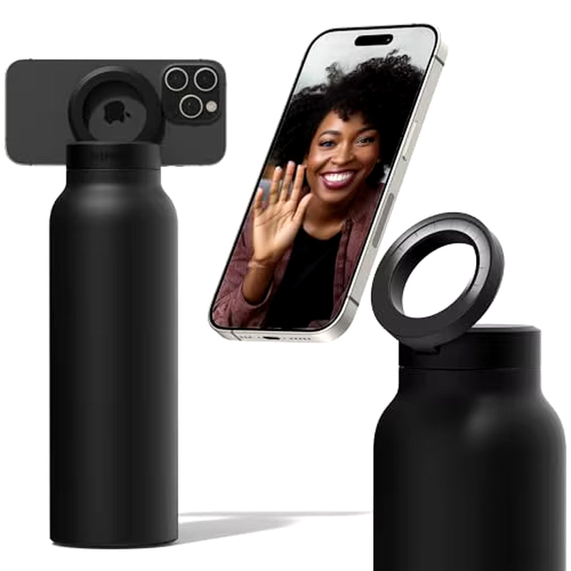Insulated Stainless Steel Water Bottle with Magnetic Phone Tripod