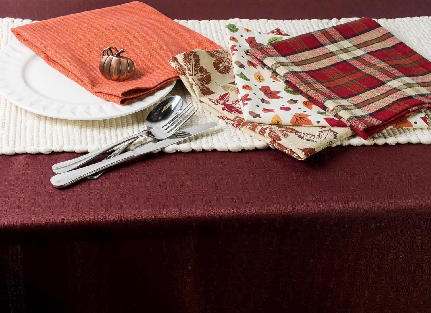 Rustic Autumn Leaves Cotton Napkin Set – 6 Pack (20x20)