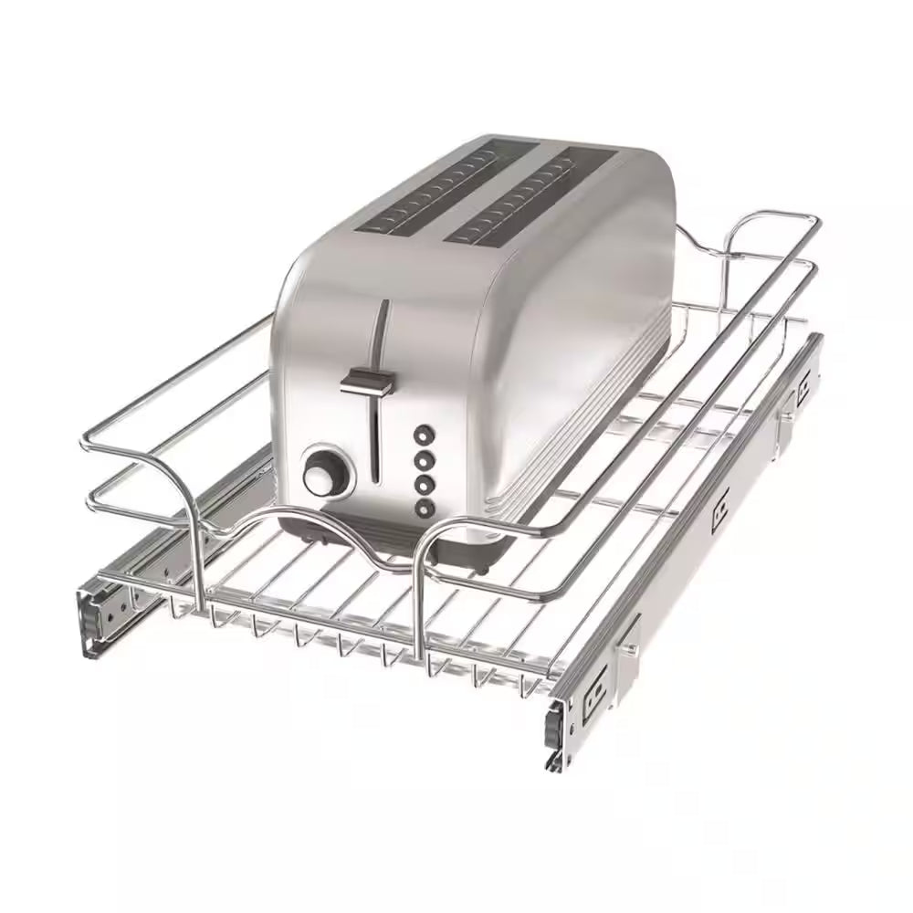 Silver Kitchen Cabinet Pull Out Shelf Organizer, 12 In. X 22 In.
