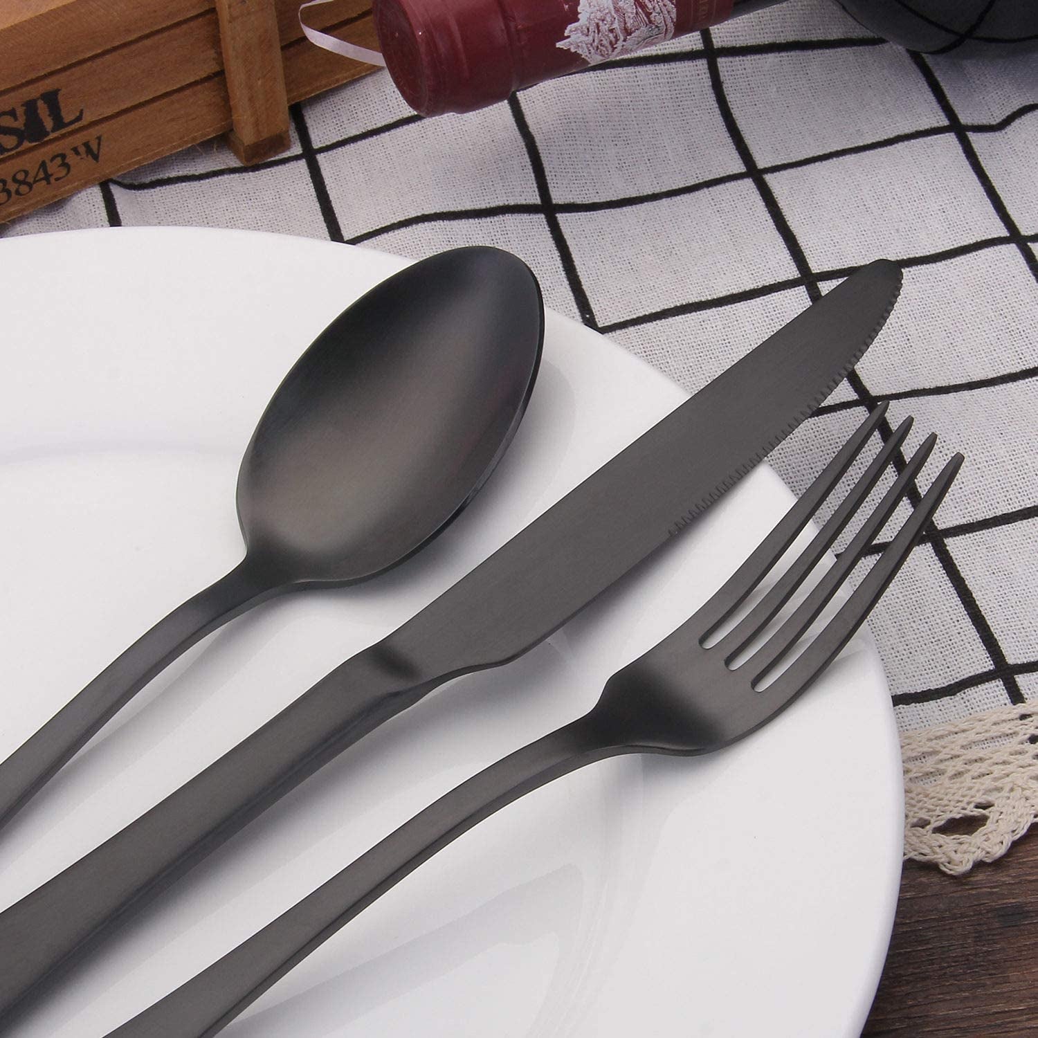 Matte Black 20-Piece Flatware Set