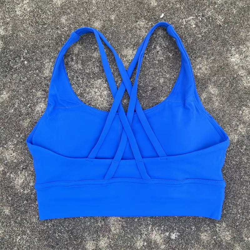Solid Color Women Cross Back Fitness Top