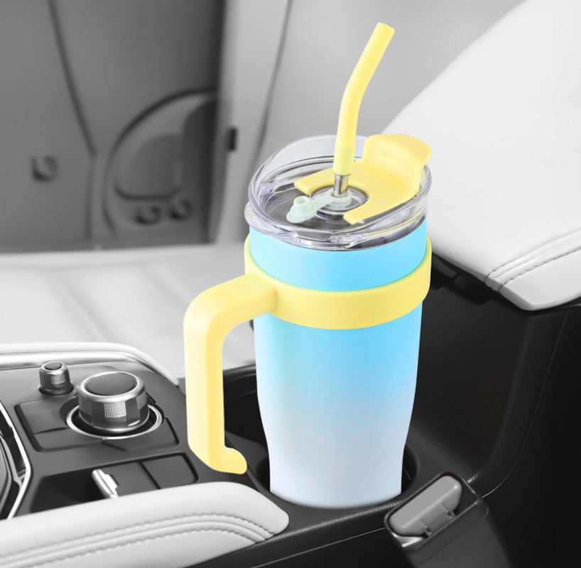 40 Oz Tumbler with Handle Straw Lid Insulated Vacuum Stainless Steel, Cold or Hot Sweat Proof Reusable