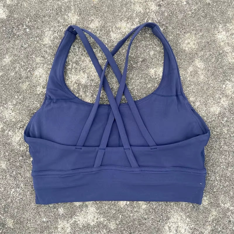 Solid Color Women Cross Back Fitness Top