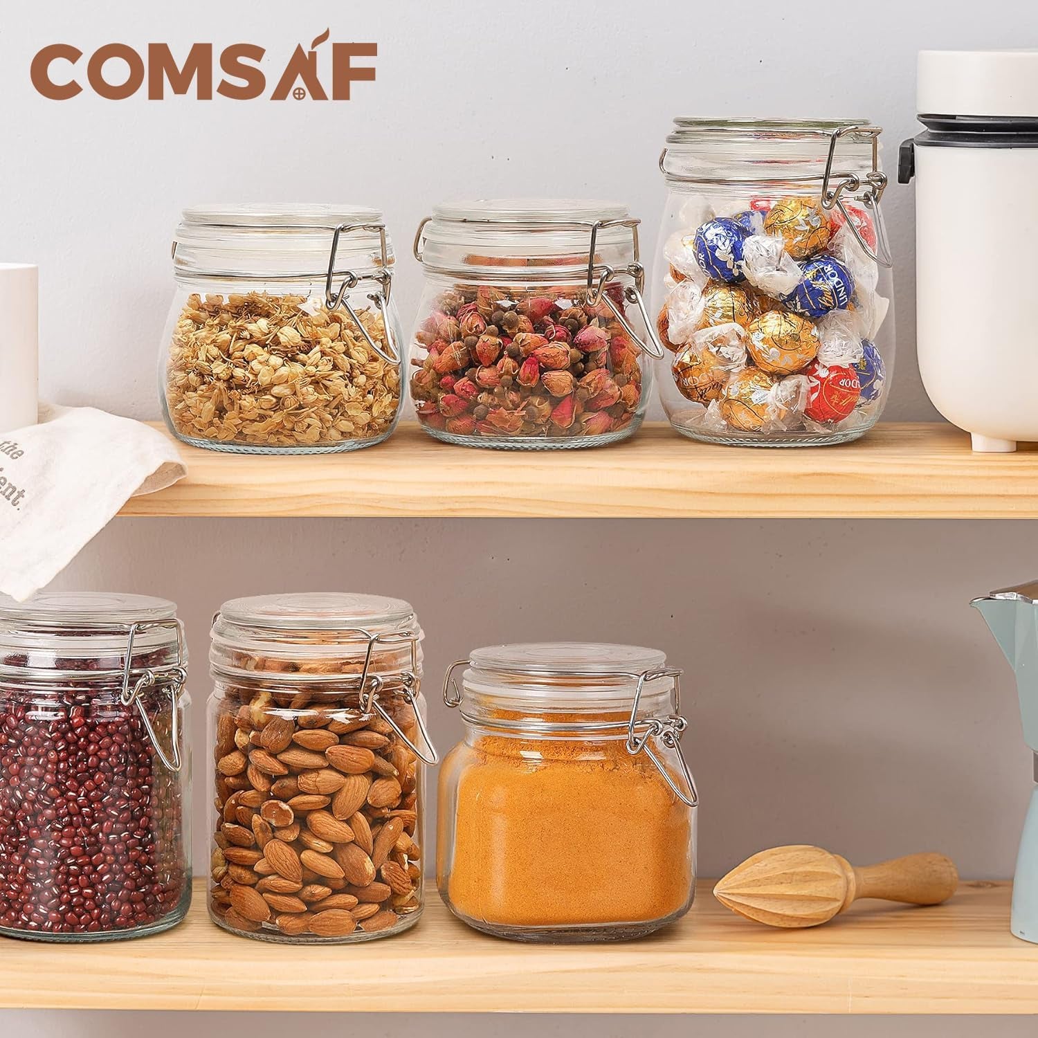 6-Pack 17oz Airtight Glass Jars