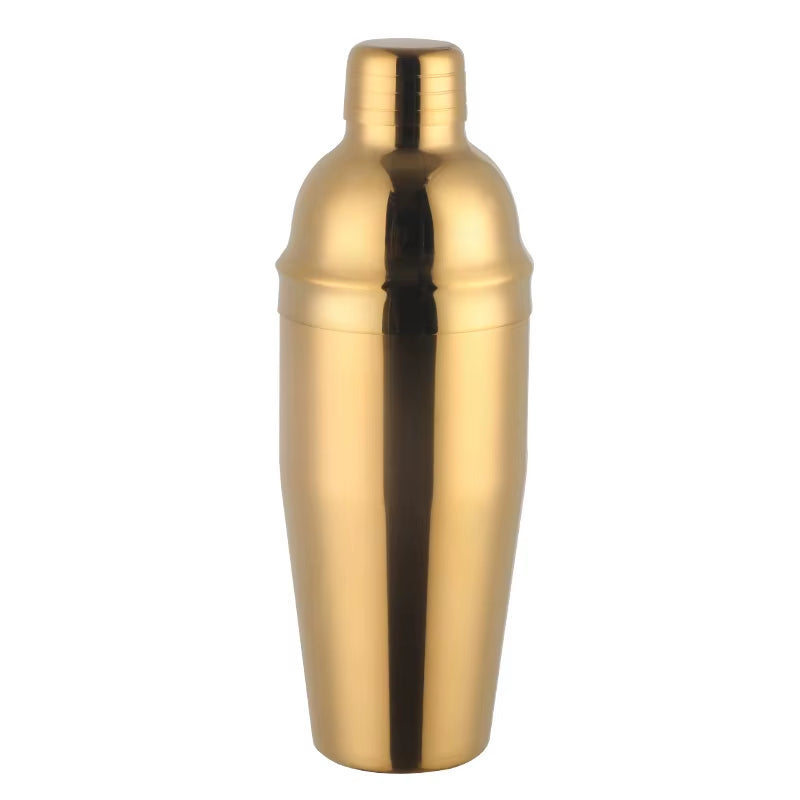 750ML Stainless Steel Boston Cocktail Set Shaker Wine Pourers Gold Bar Tool Set with Strainer Measure Cup Bartender