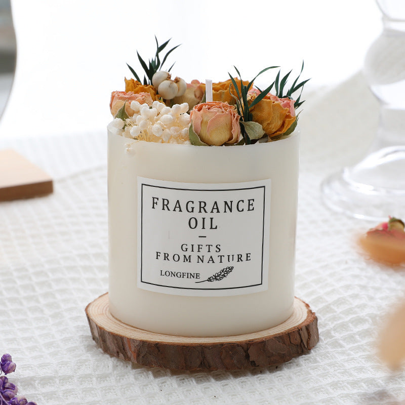 Artisan Scented Candle with Dried Flowers & Fragrance Oil