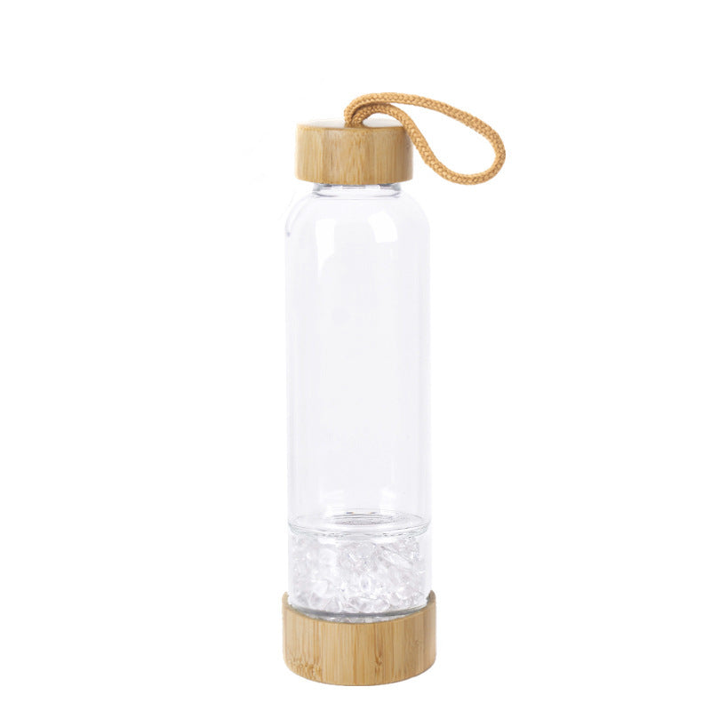 Turquoise Crystal Infused Water Bottle with Bamboo Accents