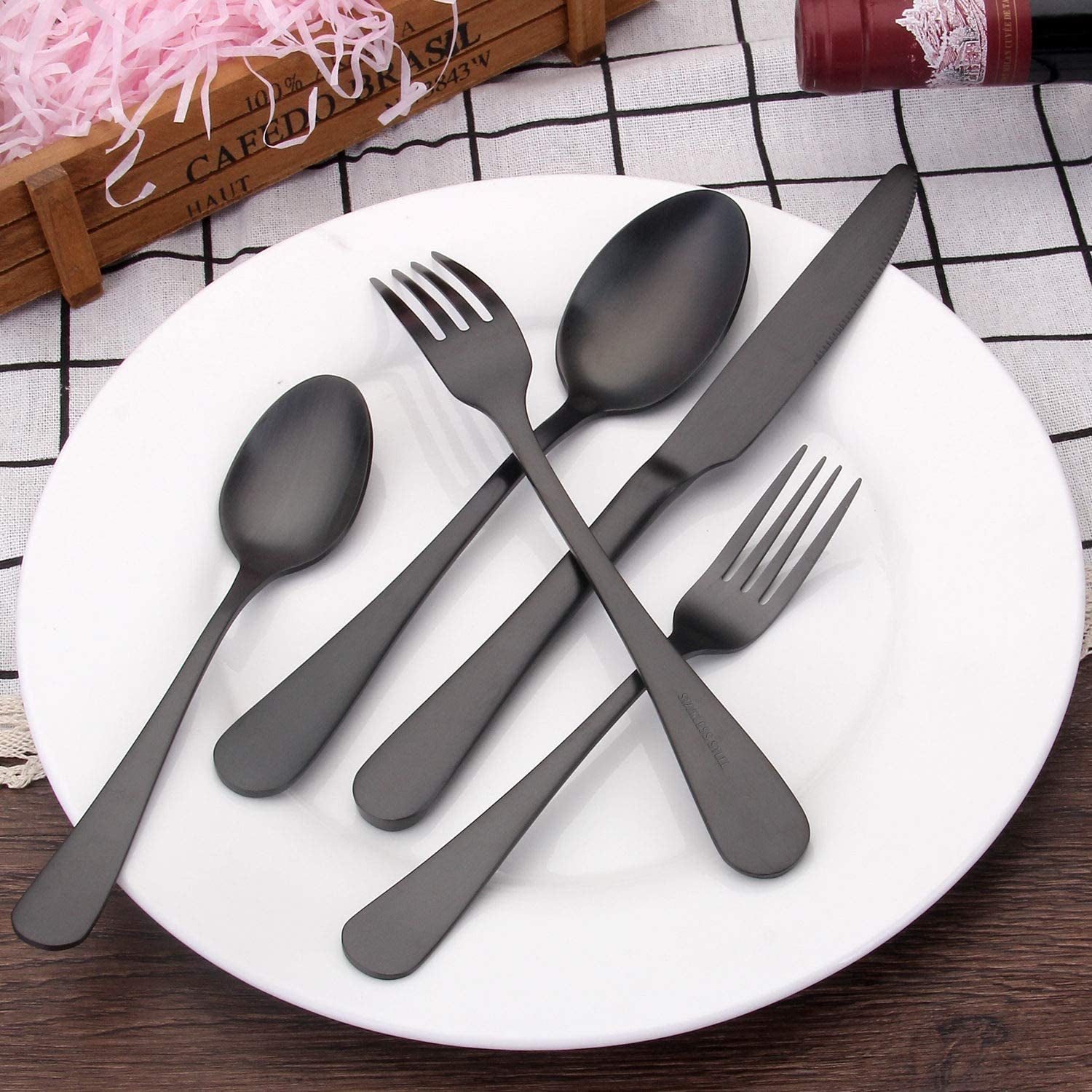 Matte Black 20-Piece Flatware Set