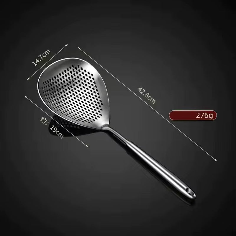 Stainless Steel Large Fine Holes Skimmer Long Handle French Fries Strainer Kitchen Utensils Cooking Tools