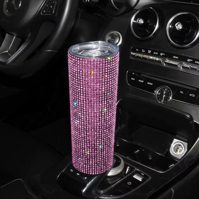 20 oz. Sparkling Diamond Stainless Steel Tumbler Cup with Lid and Straw