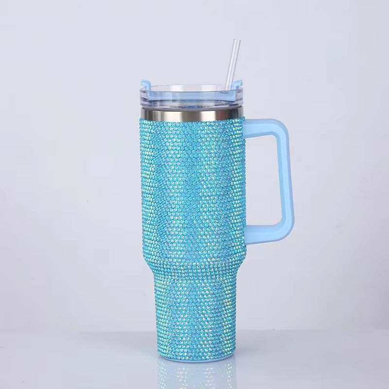 40 oz. Rhinestone Tumbler with Straw Stainless Steel