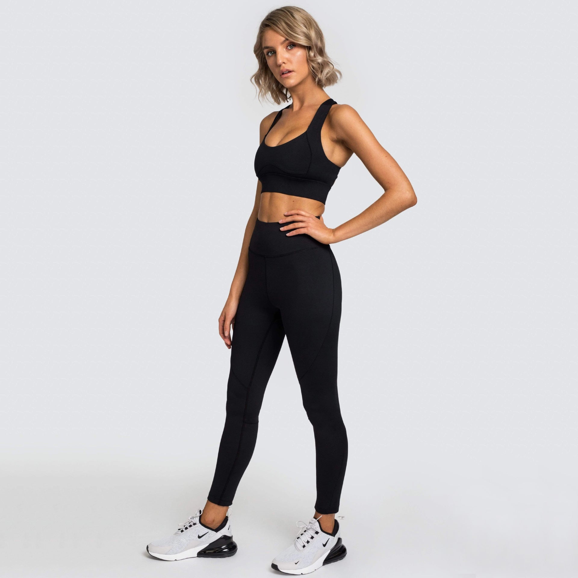 Women's Back Buckle Solid Yoga Fitness Suit