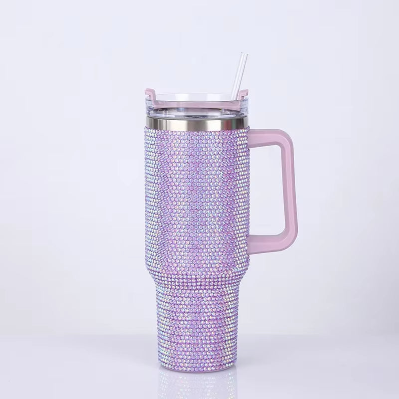 40 oz. Rhinestone Tumbler with Straw Stainless Steel