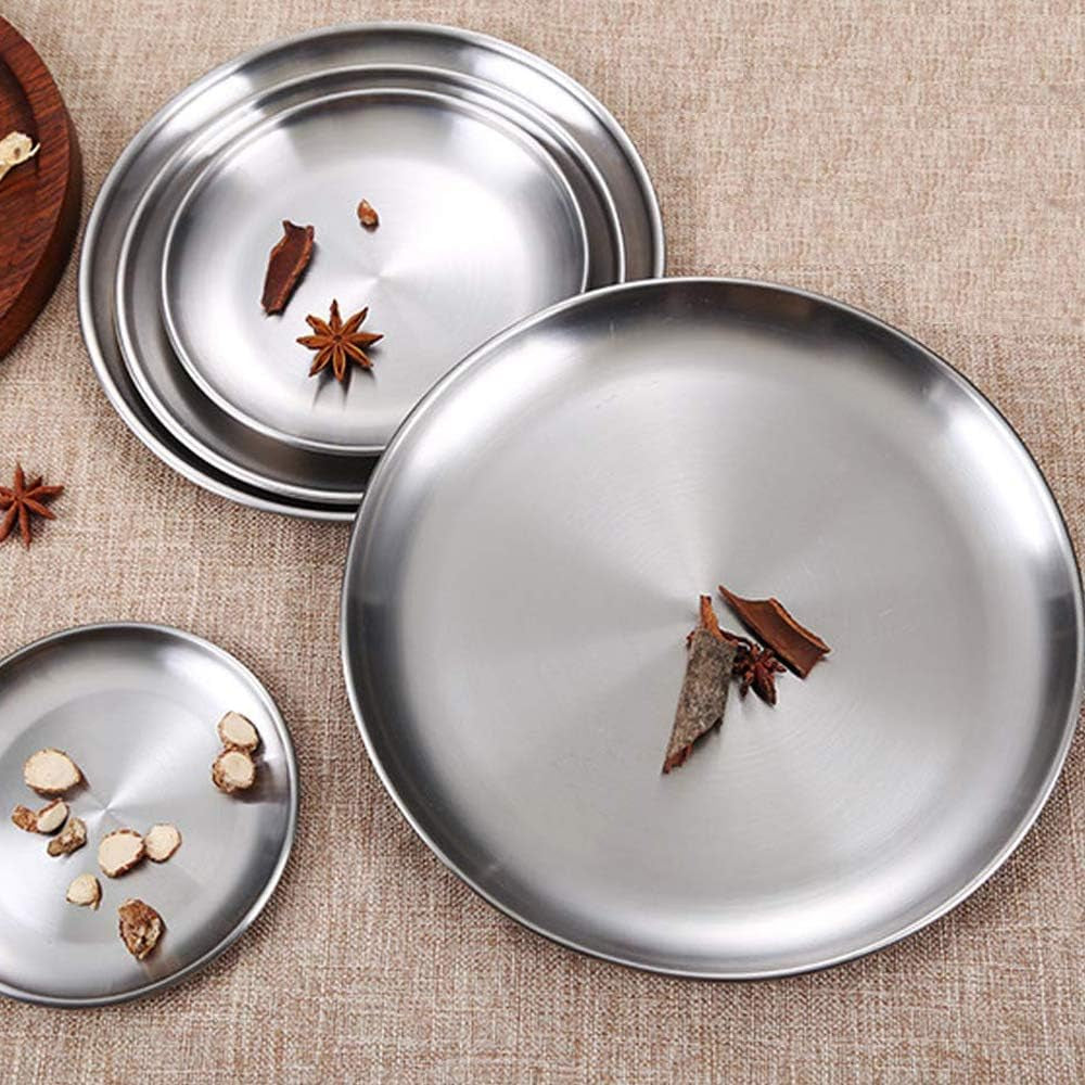 2 Set Reusable Stainless Steel round Plate - 12 Inch - Dishwasher Safe