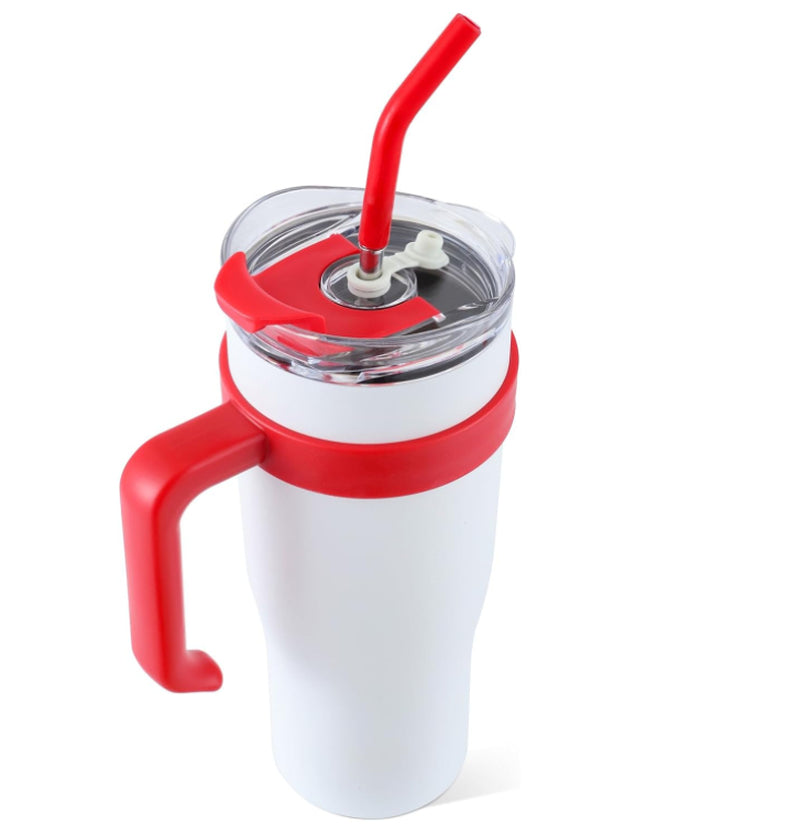 40 Oz Tumbler with Handle Straw Lid Insulated Vacuum Stainless Steel, Cold or Hot Sweat Proof Reusable