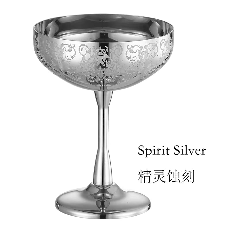 Stainless Steel Coupe Glasses, Martini Cocktail Glasses