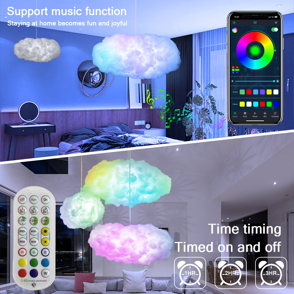 USB Cloud Light APP Control Music Synchronization 3D RGBIC Ambient Light Lightning Simulation Clouds