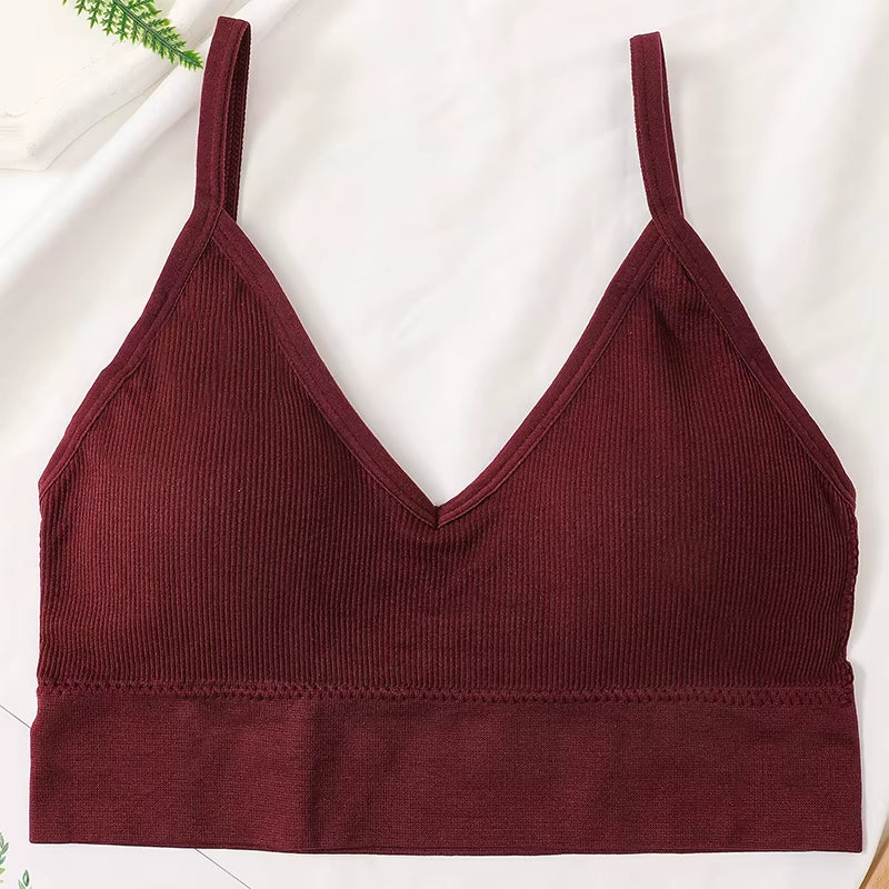 Women Crop Top Seamless Tube Top Underwear Low Back Bra Sports Fitness Top Streetwear Tank Bandeau Lingerie Removable Pad