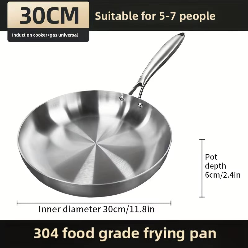 5-Ply Stainless Steel Frying Pan, Skillet Grade Pans for Cooking