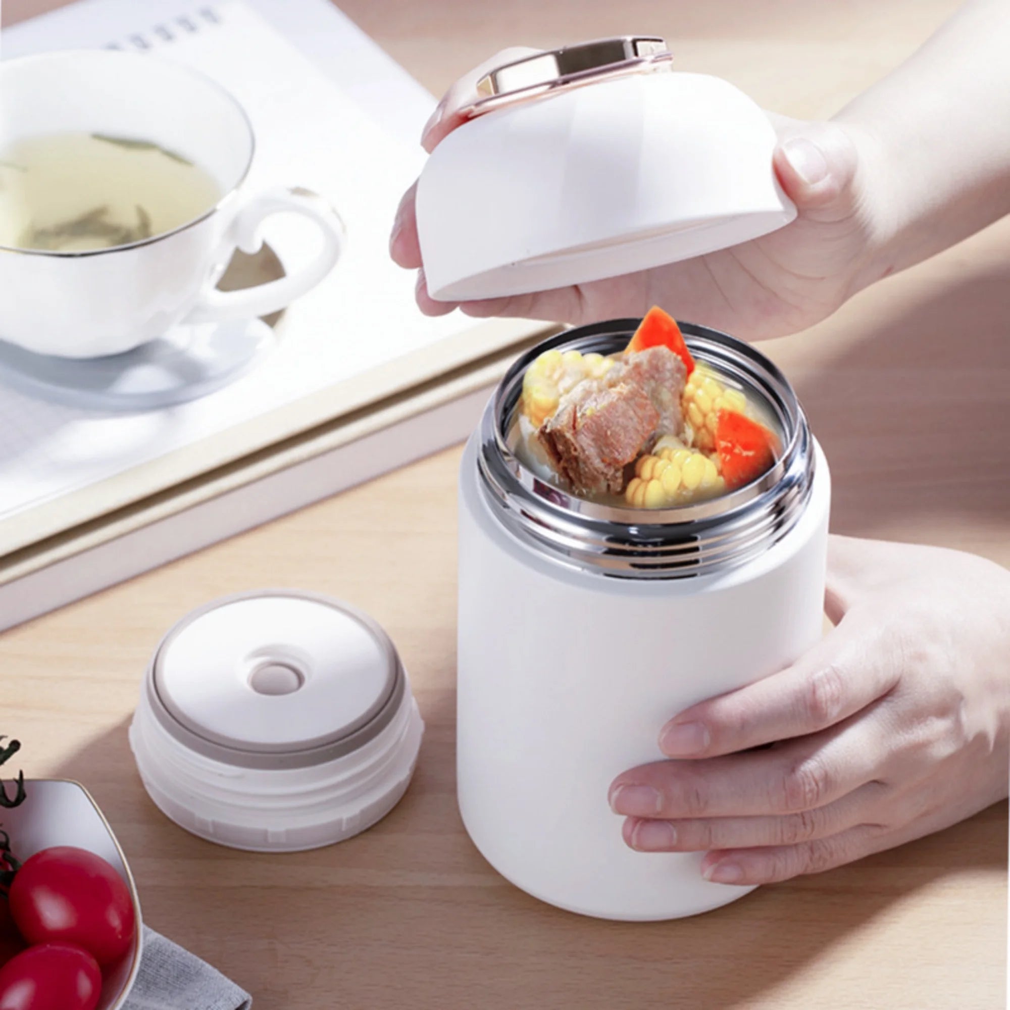 20 Oz White Stainless Steel Insulated Thermos