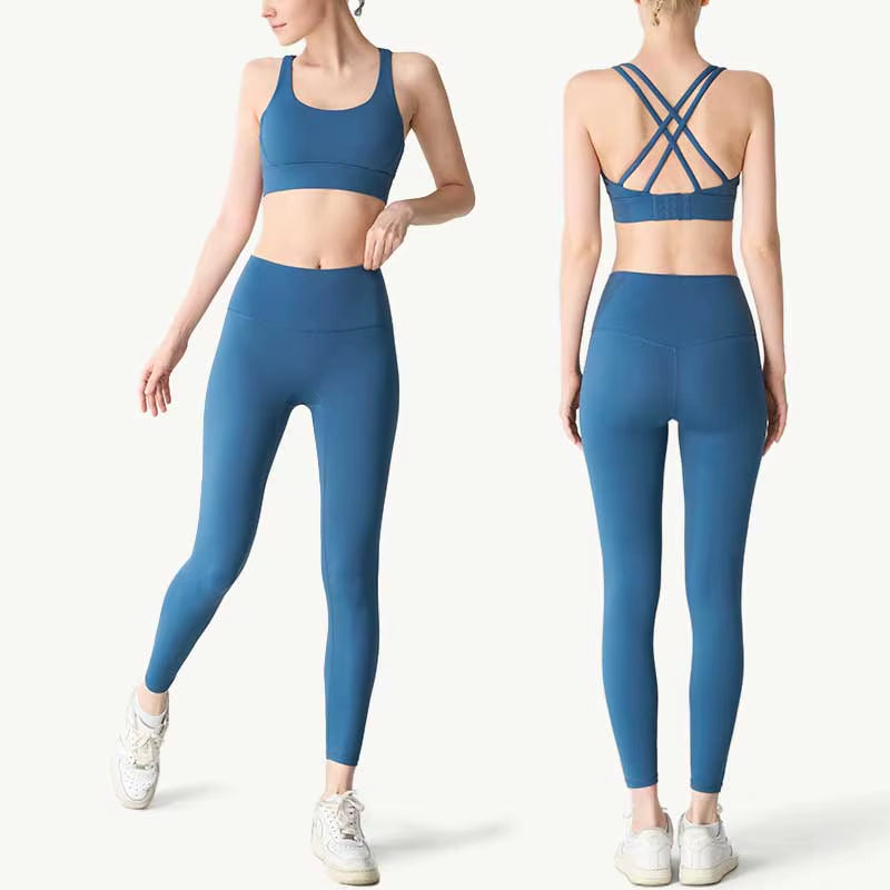 2 Piece Yoga Clothes Women'S Tracksuit Athletic Wear Pilates Fitness Suit Gym Workout Push up Clothes Sports Bra Leggings Suit
