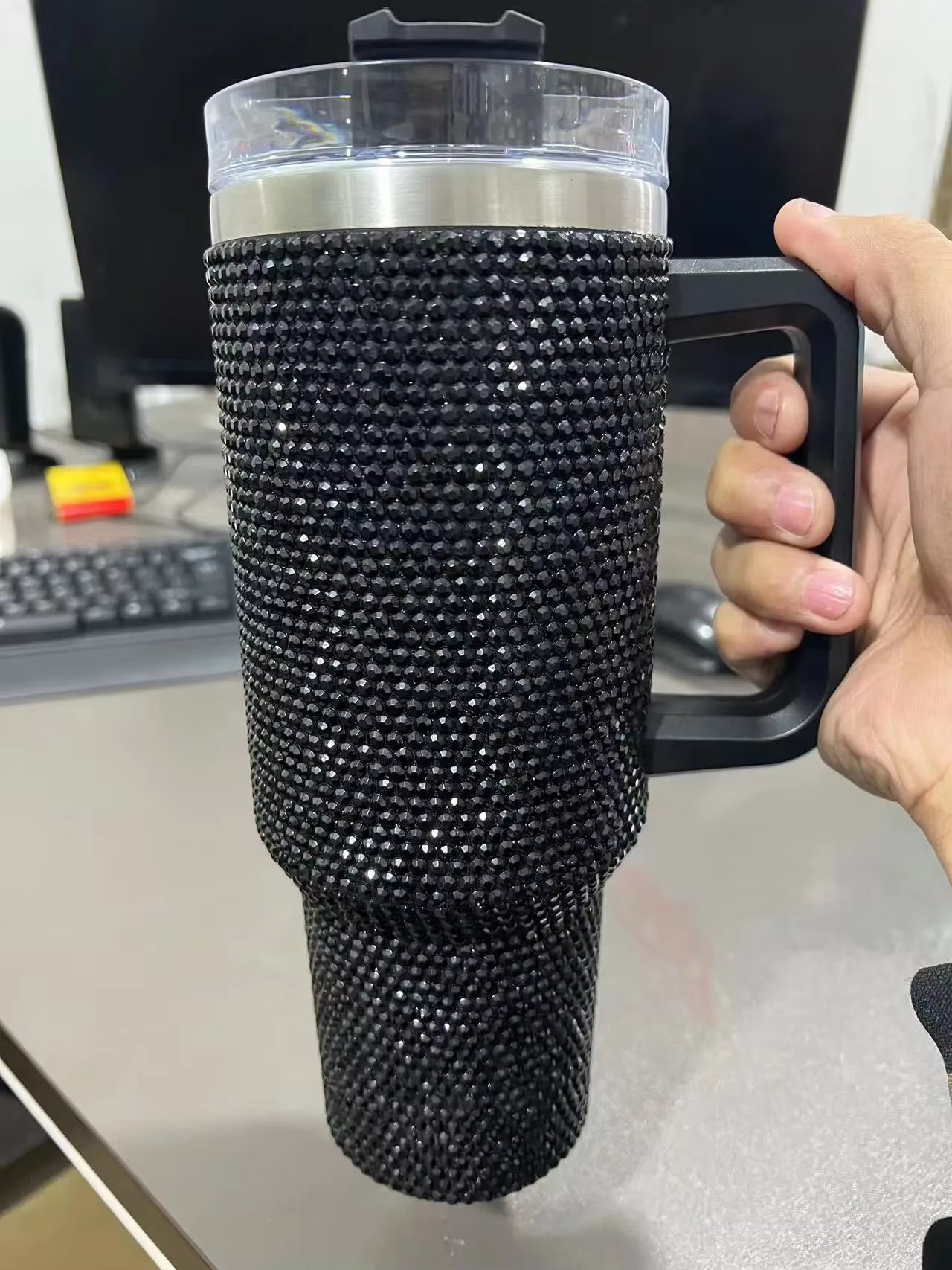 40 oz. Rhinestone Tumbler with Straw Stainless Steel