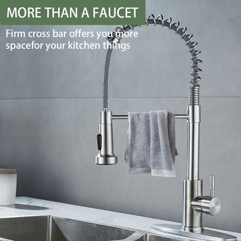 Kitchen Faucets with Pull down Sprayer Stainless Steel Single Hole Brushed Nickel
