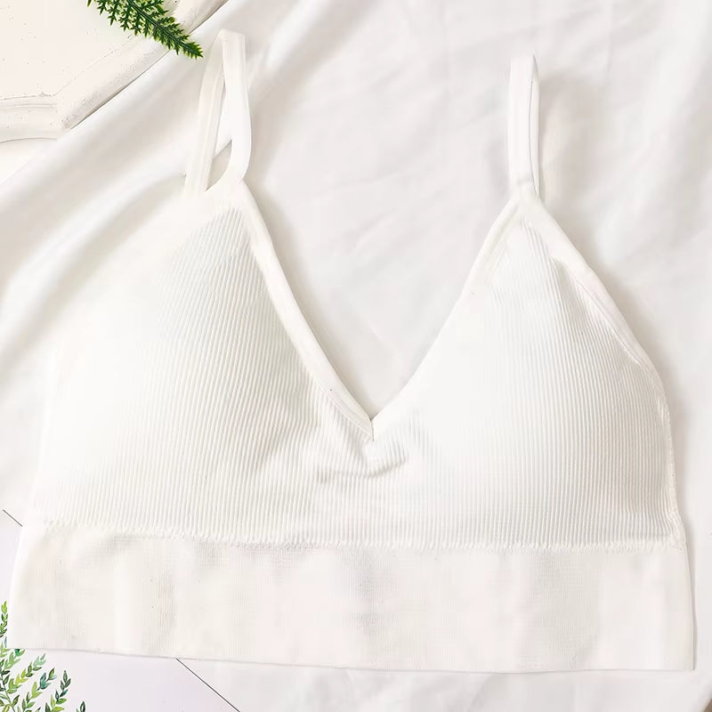 Women Crop Top Seamless Tube Top Underwear Low Back Bra Sports Fitness Top Streetwear Tank Bandeau Lingerie Removable Pad