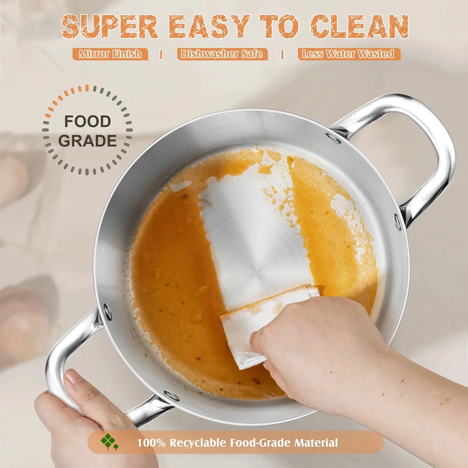 8 QT Stainless Steel Stock Pot with Glass Lid, Cooking Soup Pot with 3-Ply Whole Clad For