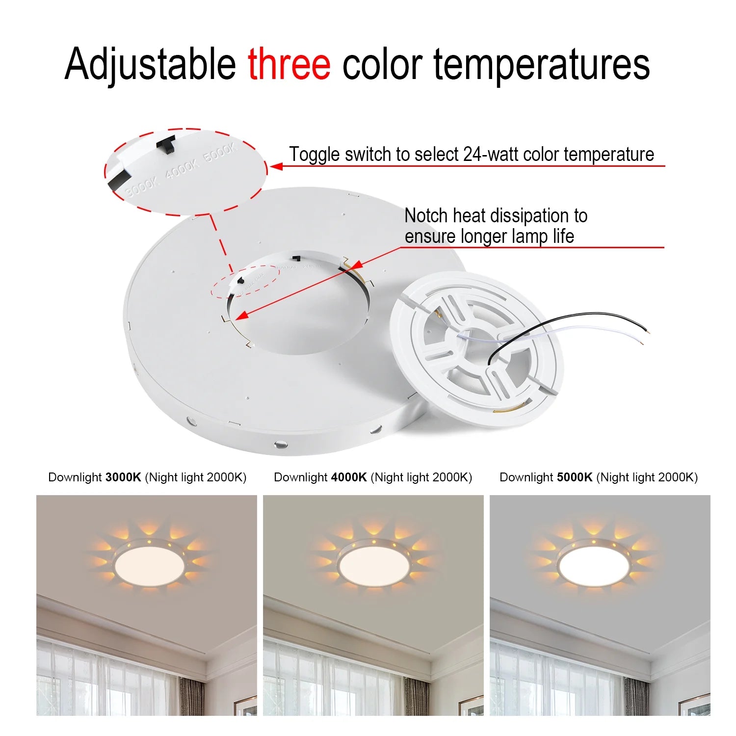12 Inch 24W Led Ceiling Light with Light Night
