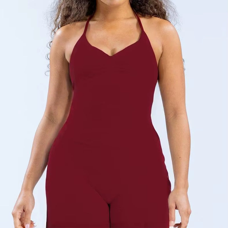 Strappy Top V-Neck Fitness Top Open-Back