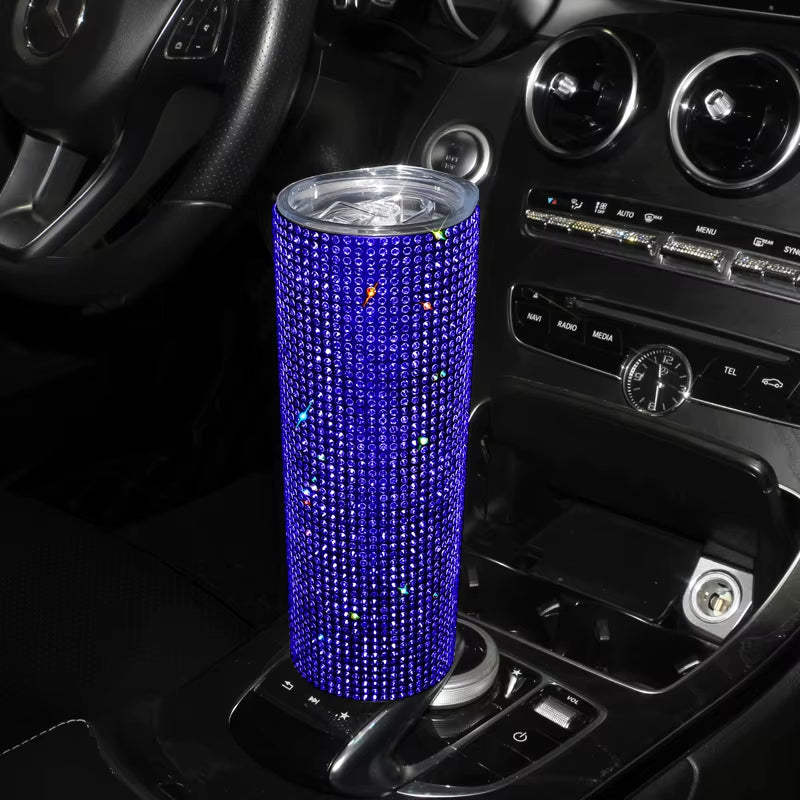 20 oz. Sparkling Diamond Stainless Steel Tumbler Cup with Lid and Straw