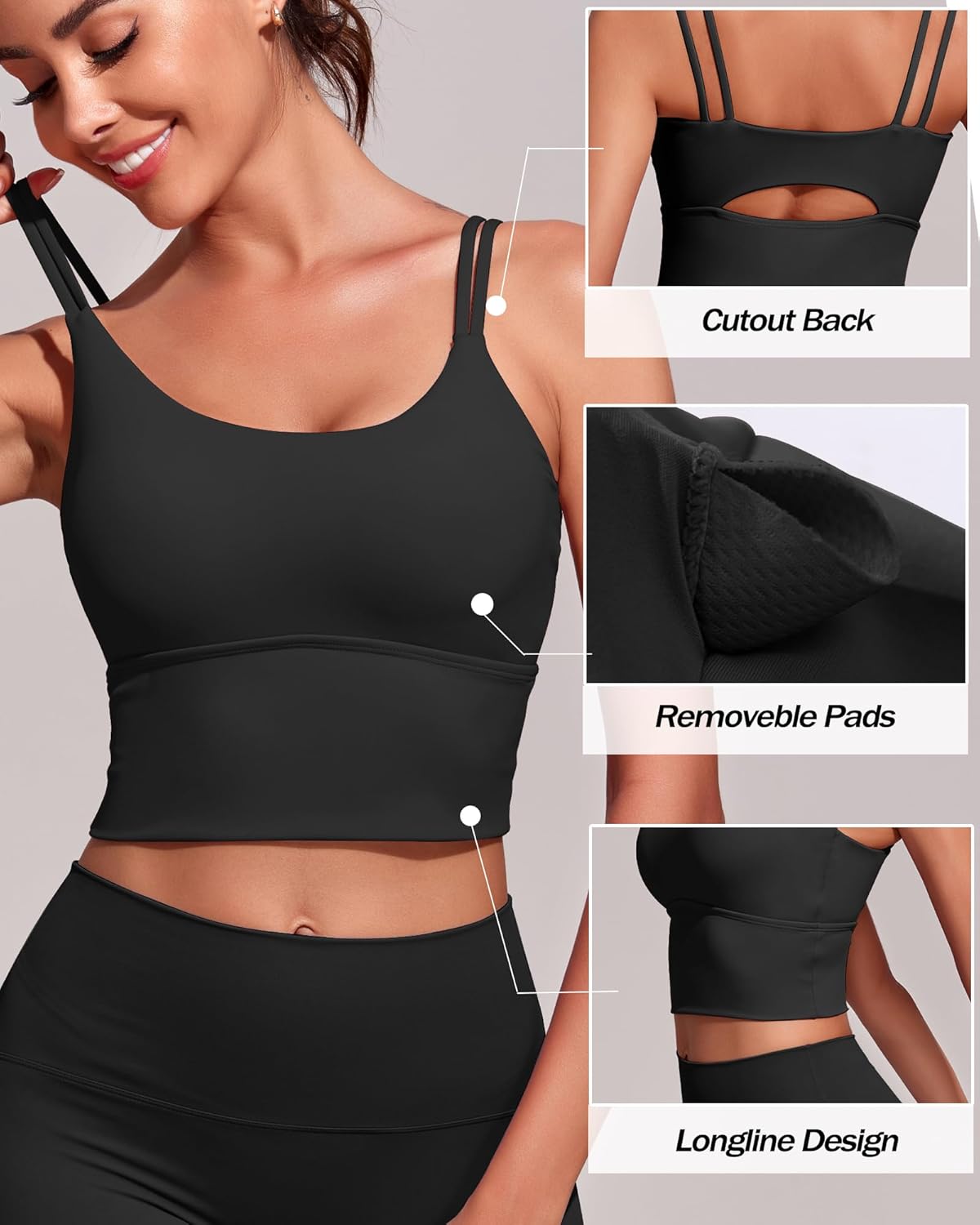 Women High Support Longline Fitness Top