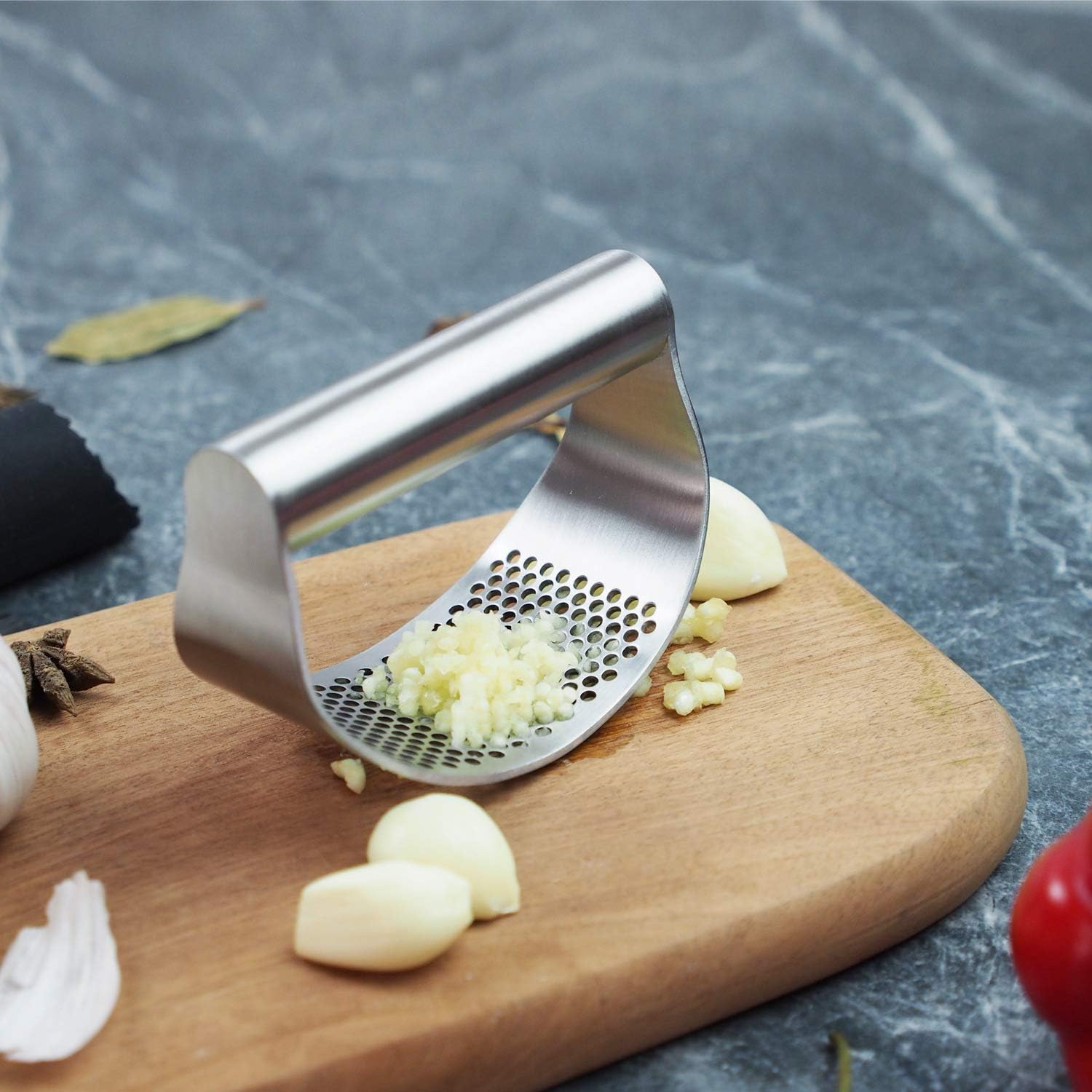 Garlic Press Rocker, Stainless Steel Garlic Mincer