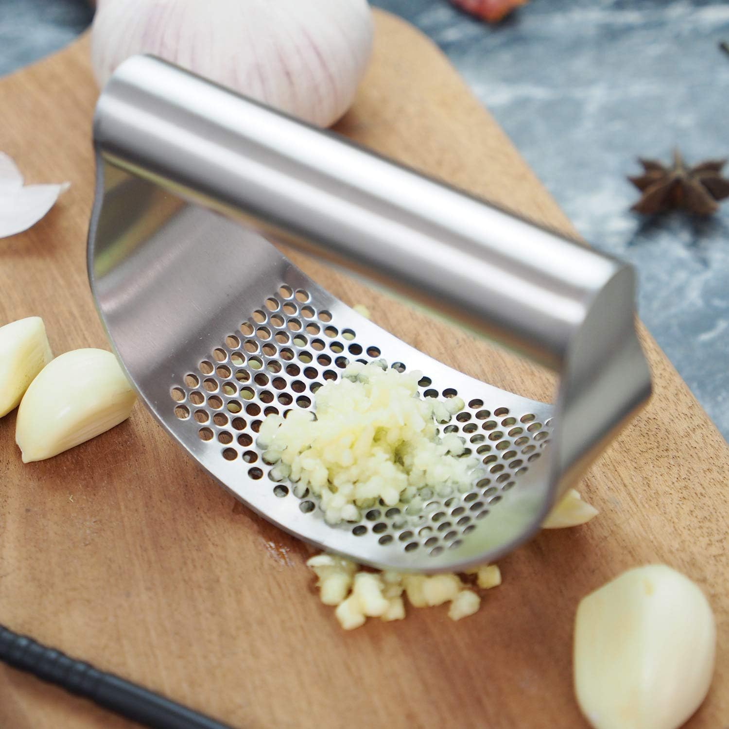 Garlic Press Rocker, Stainless Steel Garlic Mincer
