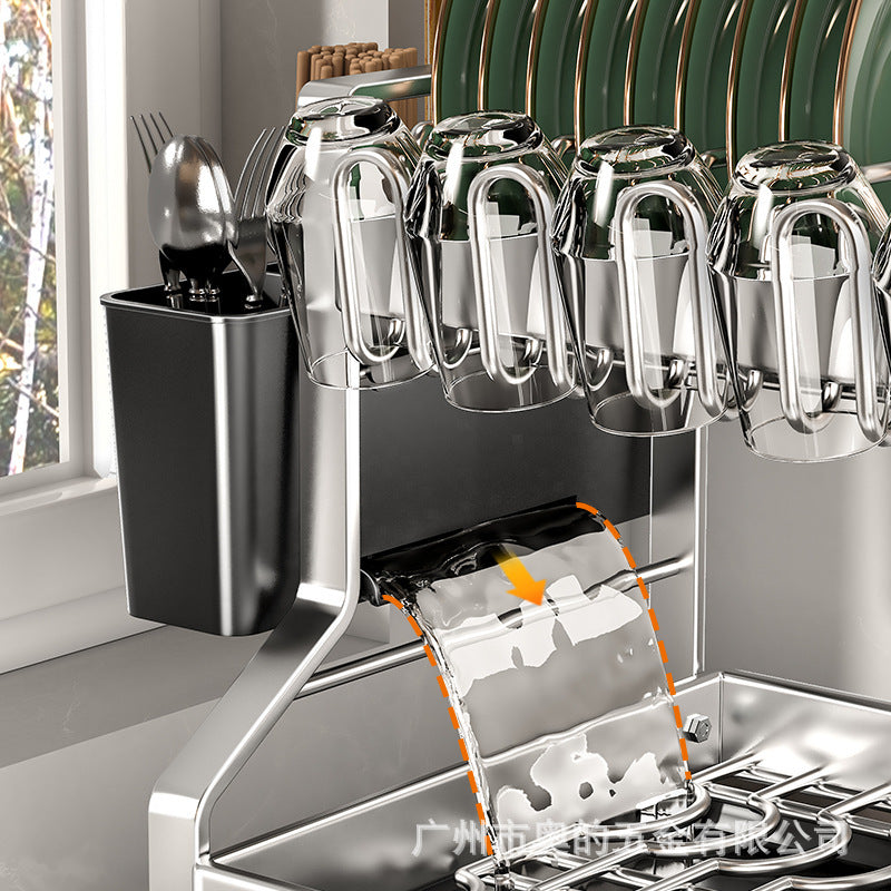 Multi-functional Stainless Steel Double-layer Dish Rack Cup Holder