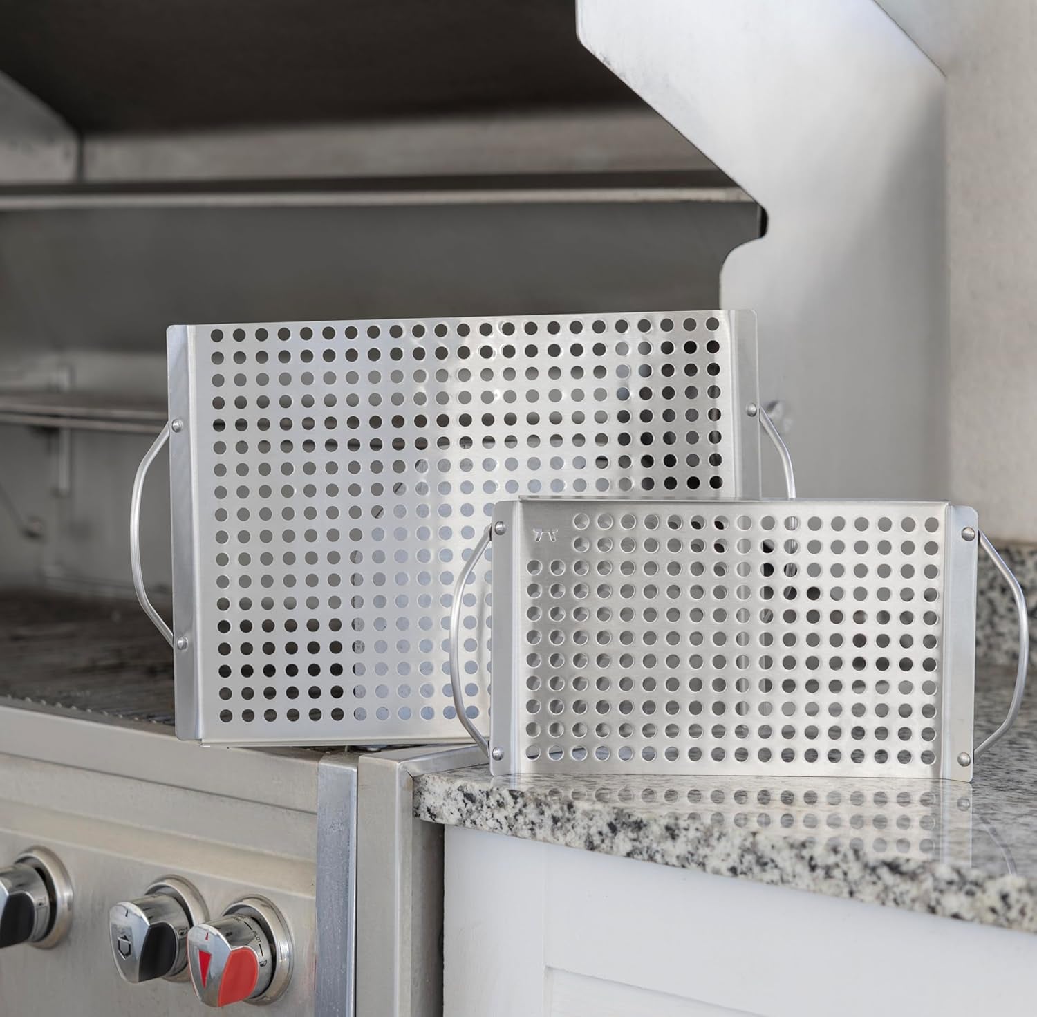 Stainless Steel Grill Topper Grid, Set of 2, 11"X7" and 11"X17"