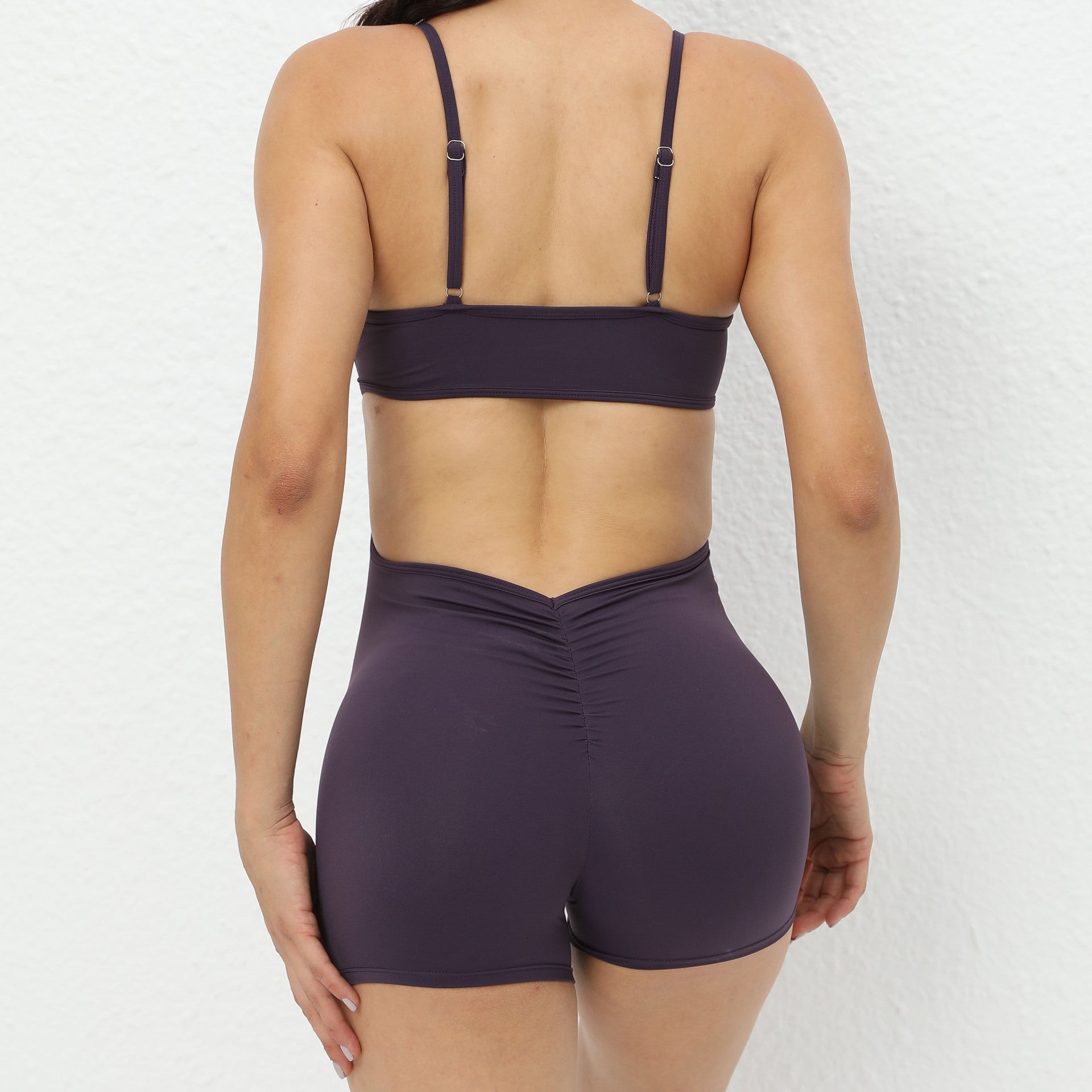 Women'S Quick-Drying Air Yoga Pants Backless Bra Shorts Fitness Suit