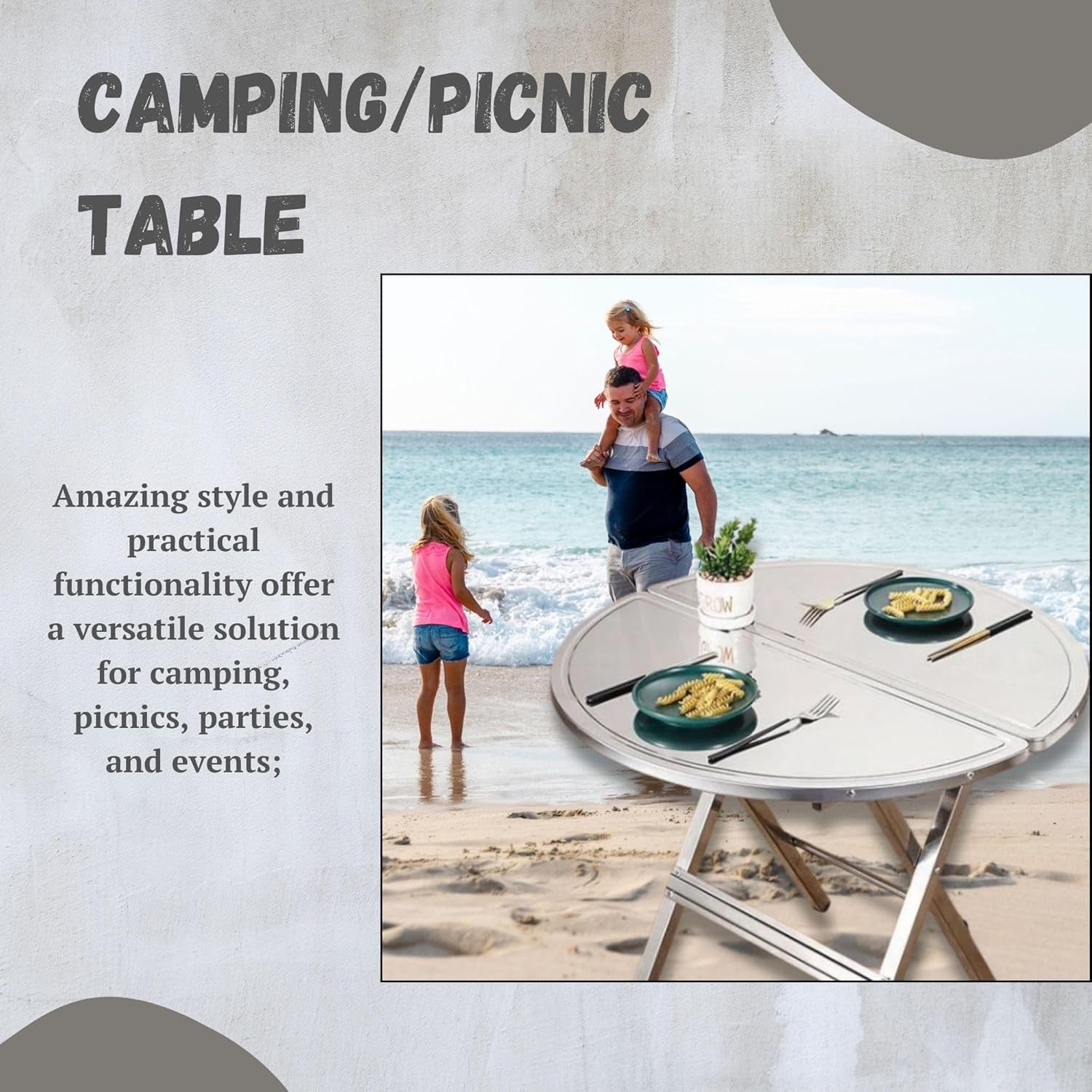 27.5" X 21.6" Stainless Steel Table – Heavy Duty Folding Table, Anti-Rust, Portable for Outdoor/Indoor Use